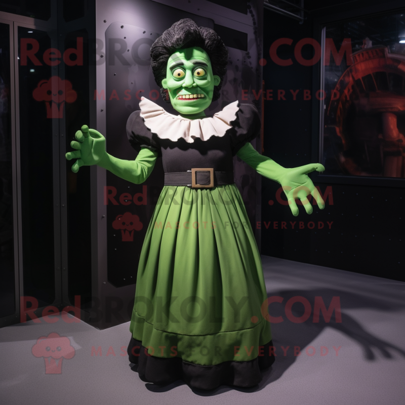 nan Frankenstein mascot costume character dressed with a Empire Waist Dress and Mittens