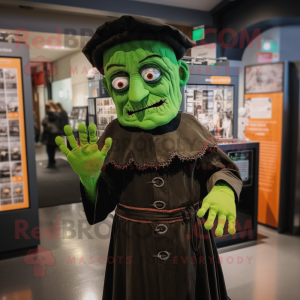 nan Frankenstein mascot costume character dressed with a Empire Waist Dress and Mittens