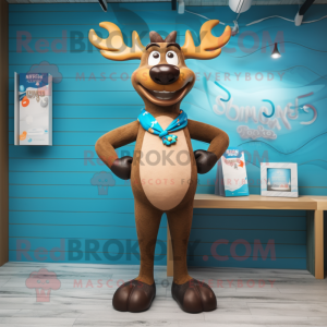 Brown Reindeer mascot costume character dressed with a Swimwear and Ties