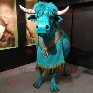 Turquoise buffel mascotte...