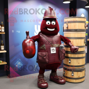 Maroon Grenade mascot costume character dressed with a Waistcoat and Briefcases