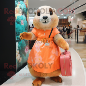 Peach Marmot maskot kostume...