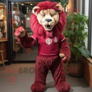 Maroon Lion maskot kostume...