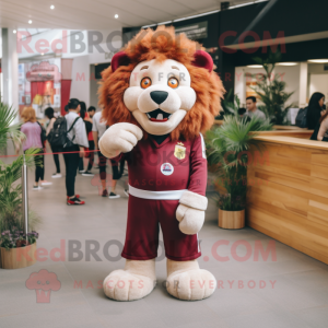 Maroon Lion maskot kostume...