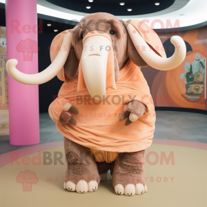 Peach Mammoth mascot costume character dressed with a Trousers and Shawls