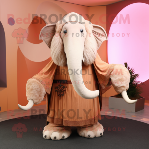 Peach Mammoth mascot costume character dressed with a Trousers and Shawls