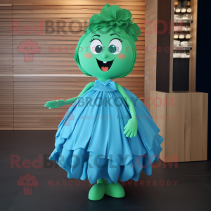 Cyan Apple mascotte kostuum...