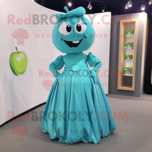 Cyan Apple mascotte kostuum...