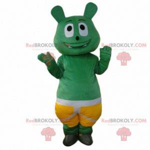 Monster mascot, green creature costume, green character -