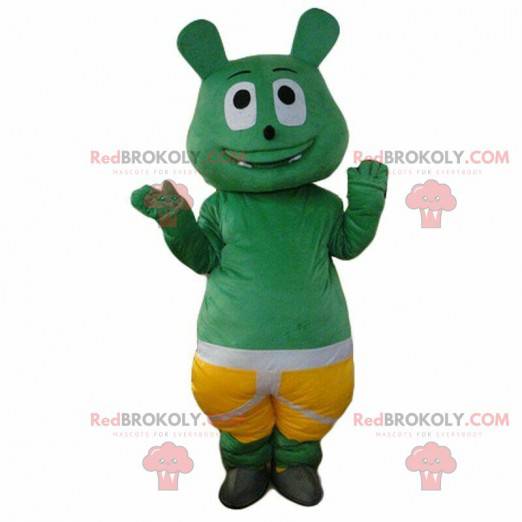 Mascota monstruo, disfraz de criatura verde, personaje verde -