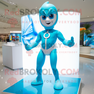 Cyan Superhelte maskot...