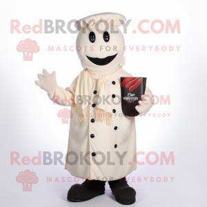 Cream Pepper mascot costume character dressed with a Blouse and Mittens