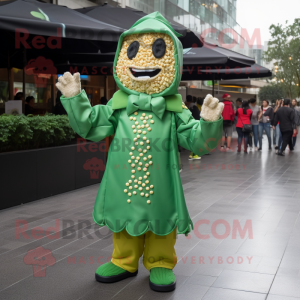 Grüner Pop-Corn Maskottchen...