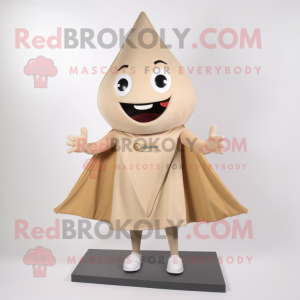 Beige Ray mascot costume character dressed with a Tank Top and Earrings