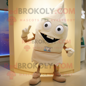 Beige Ray mascot costume character dressed with a Tank Top and Earrings