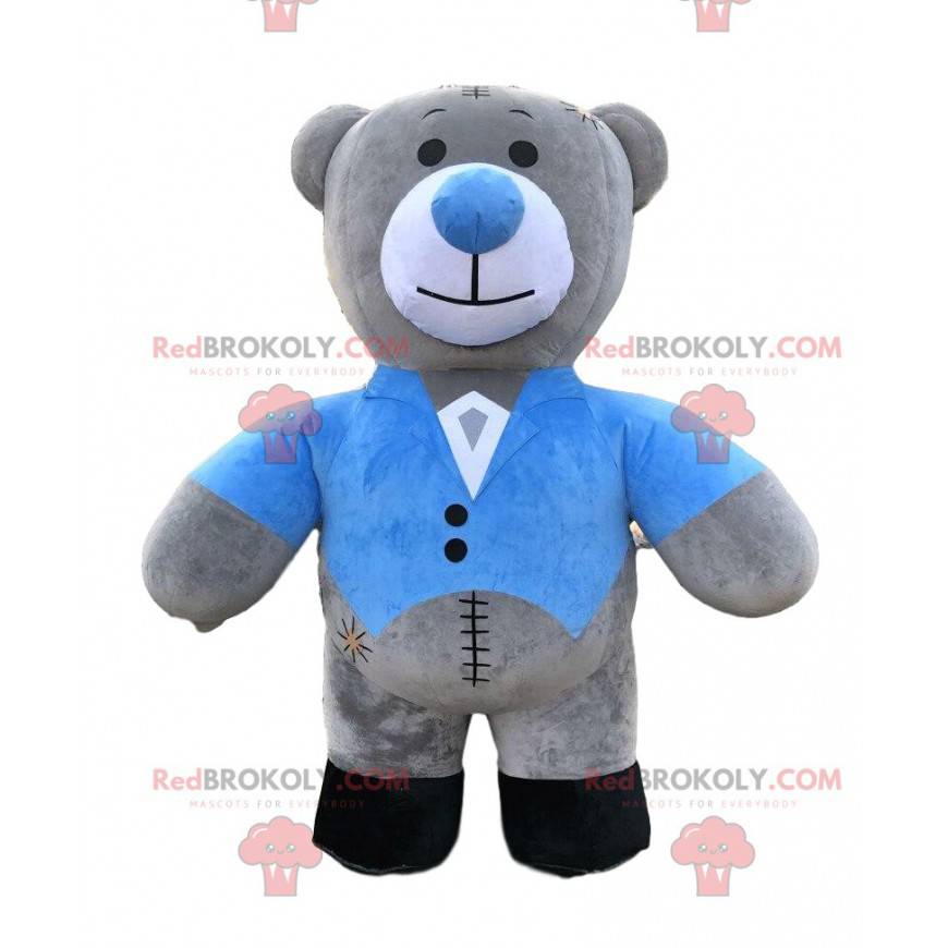 Mascotte de nounours gonflable, costume d'ours gris gigantesque