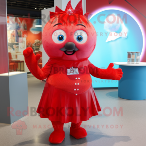 Red Ice mascot costume character dressed with a Blouse and Rings