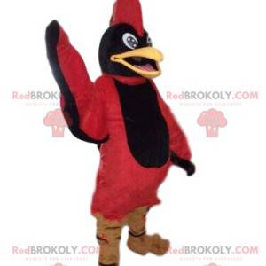 Mascotte d'oiseau noir et rouge, costume d'aigle, aigle rouge -