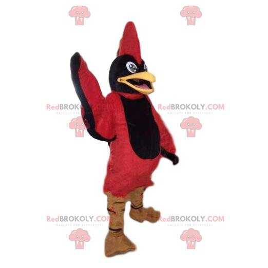 Mascotte d'oiseau noir et rouge, costume d'aigle, aigle rouge -