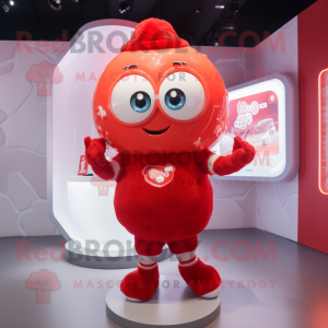 Red Ice mascot costume character dressed with a Blouse and Rings