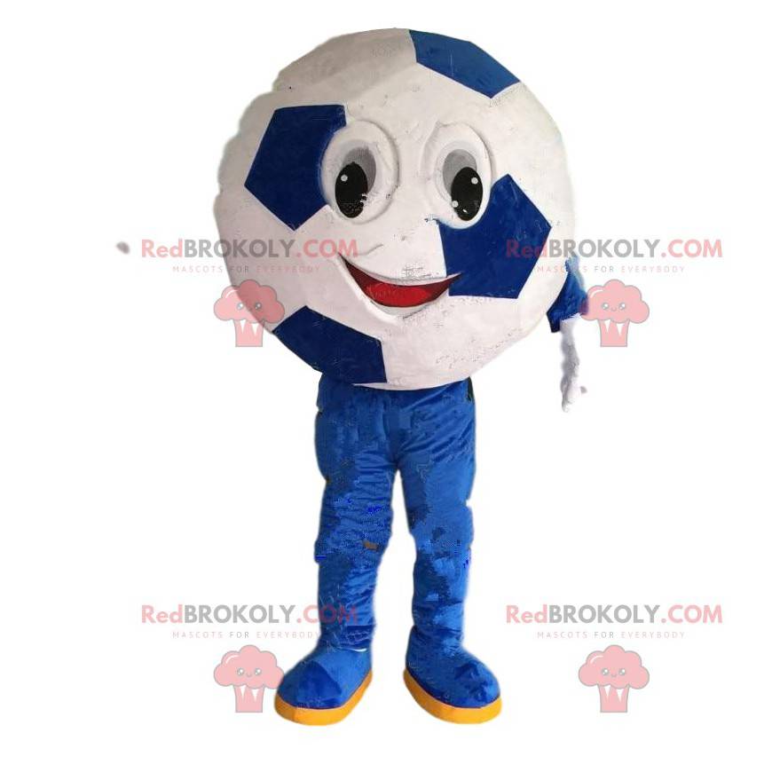 Mascota de balón de fútbol redondo, disfraz de partido de