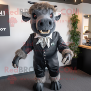 nan Buffalo mascot costume character dressed with a Suit Jacket and Suspenders