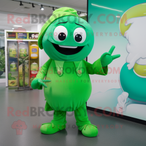 Green Pho mascot costume character dressed with a Trousers and Coin purses