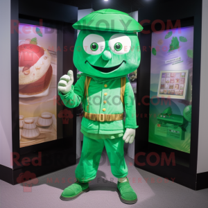 Green Pho mascot costume character dressed with a Trousers and Coin purses