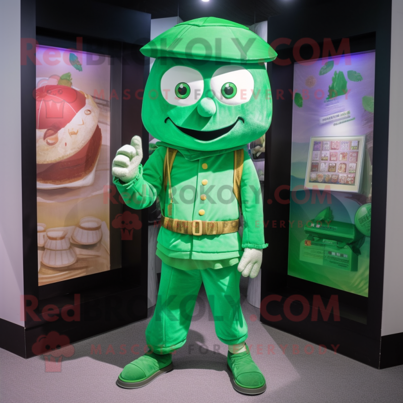 Green Pho mascot costume character dressed with a Trousers and Coin purses Green Pho mascot costume character dressed with a Trousers and Coin purses