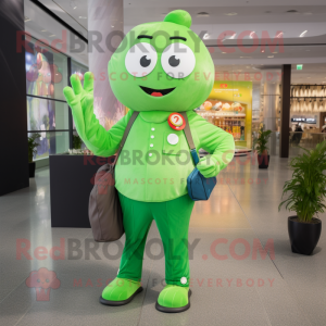 Green Pho mascot costume character dressed with a Trousers and Coin purses