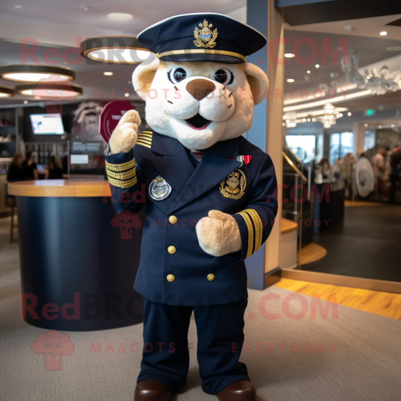 Navy Chief mascot costume character dressed with a Sweatshirt and Pocket squares