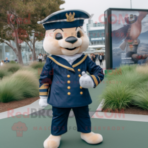 Navy Chief mascot costume character dressed with a Sweatshirt and Pocket squares