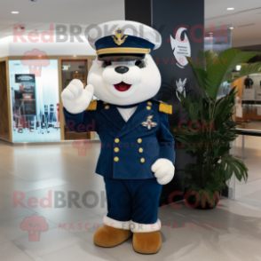 Navy Chief mascot costume character dressed with a Sweatshirt and Pocket squares