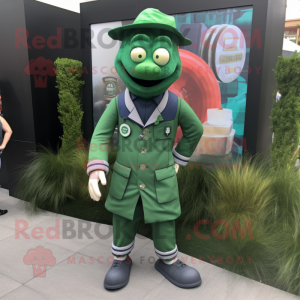 Green Doctor mascot costume character dressed with a Joggers and Lapel pins