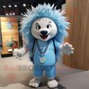 Sky Blue Porcupine maskot...