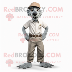 Gray But mascot costume character dressed with a Chinos and Cufflinks