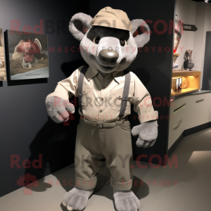 Gray But mascot costume character dressed with a Chinos and Cufflinks