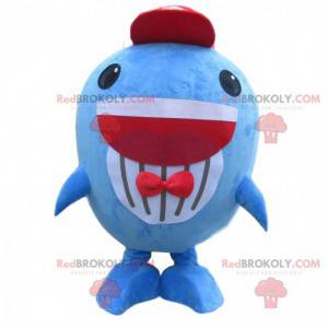 Grande mascote de peixe azul, fantasia engraçada de baleia -