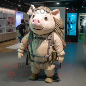 Beige Pig mascotte kostuum...