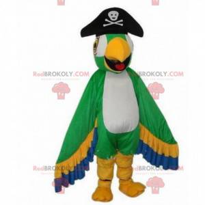 Mascota de loro colorido, disfraz de pájaro pirata -