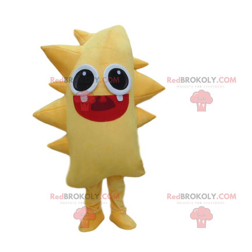 Geel monster mascotte, geel schepsel kostuum, geel monster -