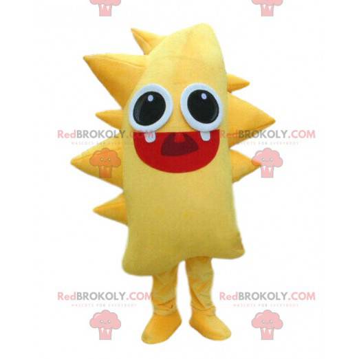 Mascotte de monstre jaune, costume créature jaune, monstre