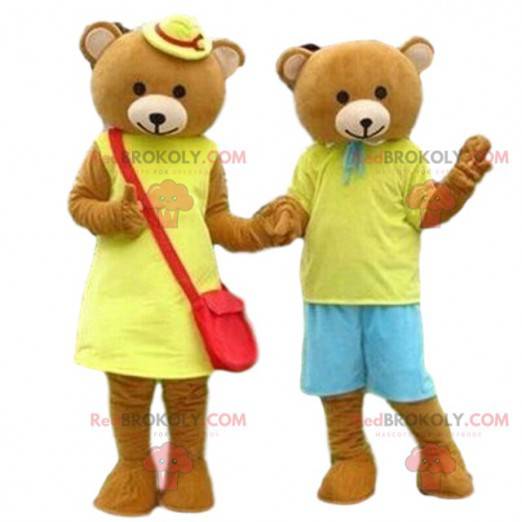 Teddy bear mascots, teddy bear costumes, mascot couple -