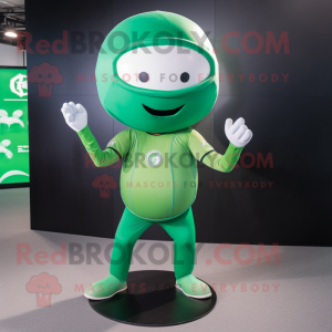 Green American Football Helmet mascot costume character dressed with a Yoga Pants and Caps