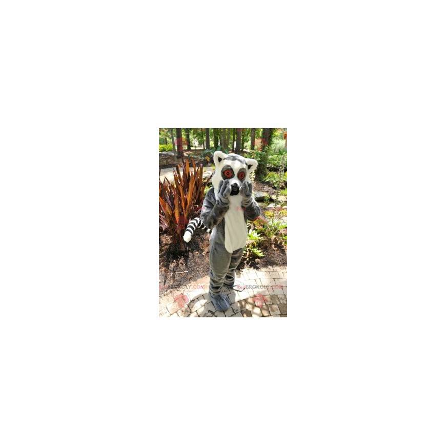 Liten grå og hvit ape lemur maskot - Redbrokoly.com