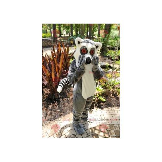 Liten grå og hvit ape lemur maskot - Redbrokoly.com