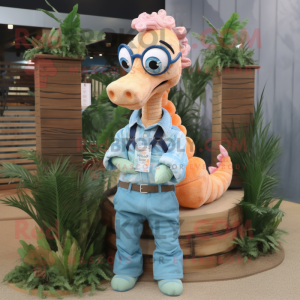 Peach Sea Horse mascotte...