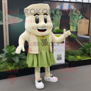 Cream Caesar Salad mascot costume character dressed with a Joggers and Pocket squares