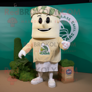 Cream Caesar Salad mascot costume character dressed with a Joggers and Pocket squares