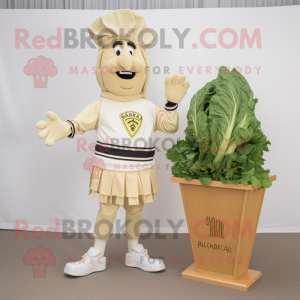 Cream Caesar Salad mascot costume character dressed with a Joggers and Pocket squares